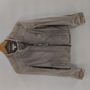 Peyton Jensen Harlow Jacket Size Medium Beige Color Zip & Snap Zip Cuffs Motto